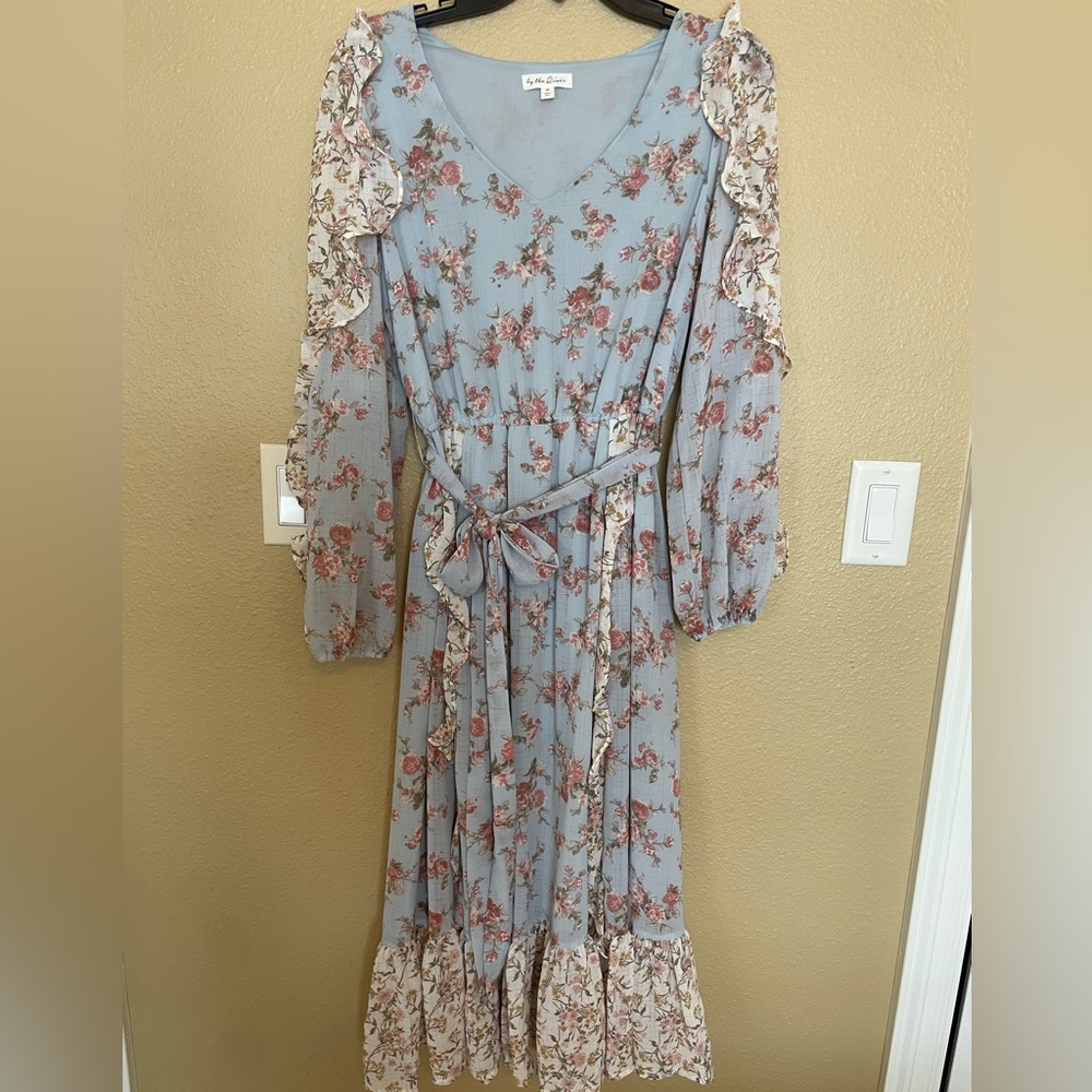 Blue, Pink, and White Floral Dress